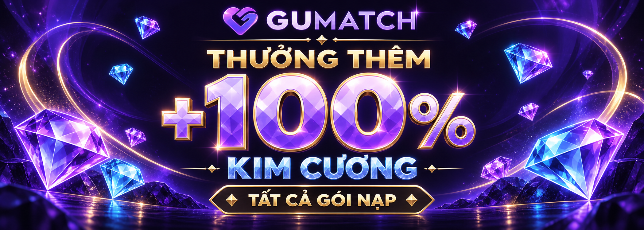 Thưởng thêm 100% kim cương — tất cả gói nạp