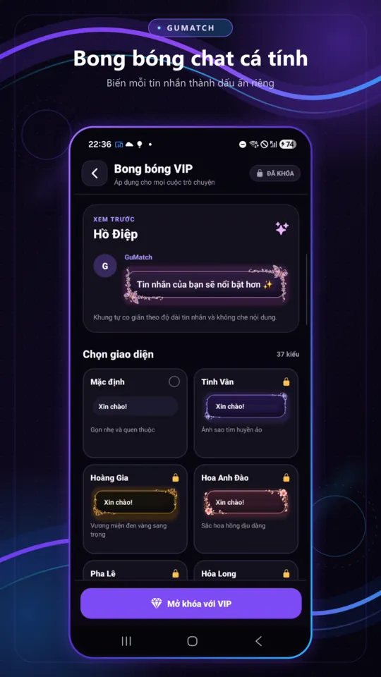 Kho bong bóng chat cá tính trong GuMatch